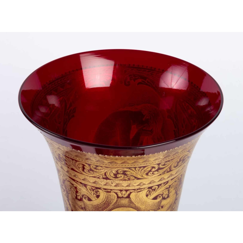 2 Vases Venise rouges et or fin 19e siècle | Biron 2 Vases Venise rouges et or fin 19e siècle
