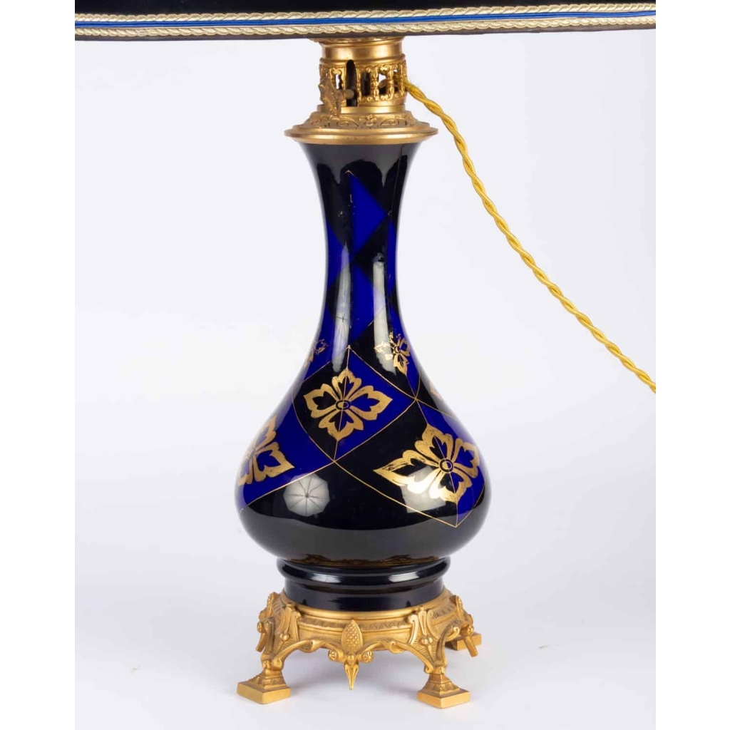 Paire de Lampes bleues et or Napoléon III | Biron Paire de Lampes bleues et or Napoléon III