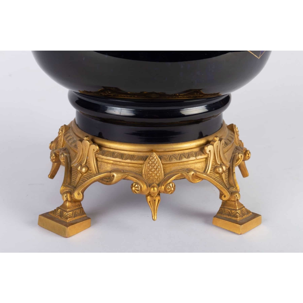 Paire de Lampes bleues et or Napoléon III | Biron Paire de Lampes bleues et or Napoléon III