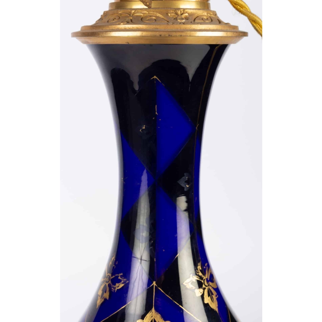 Paire de Lampes bleues et or Napoléon III | Biron Paire de Lampes bleues et or Napoléon III