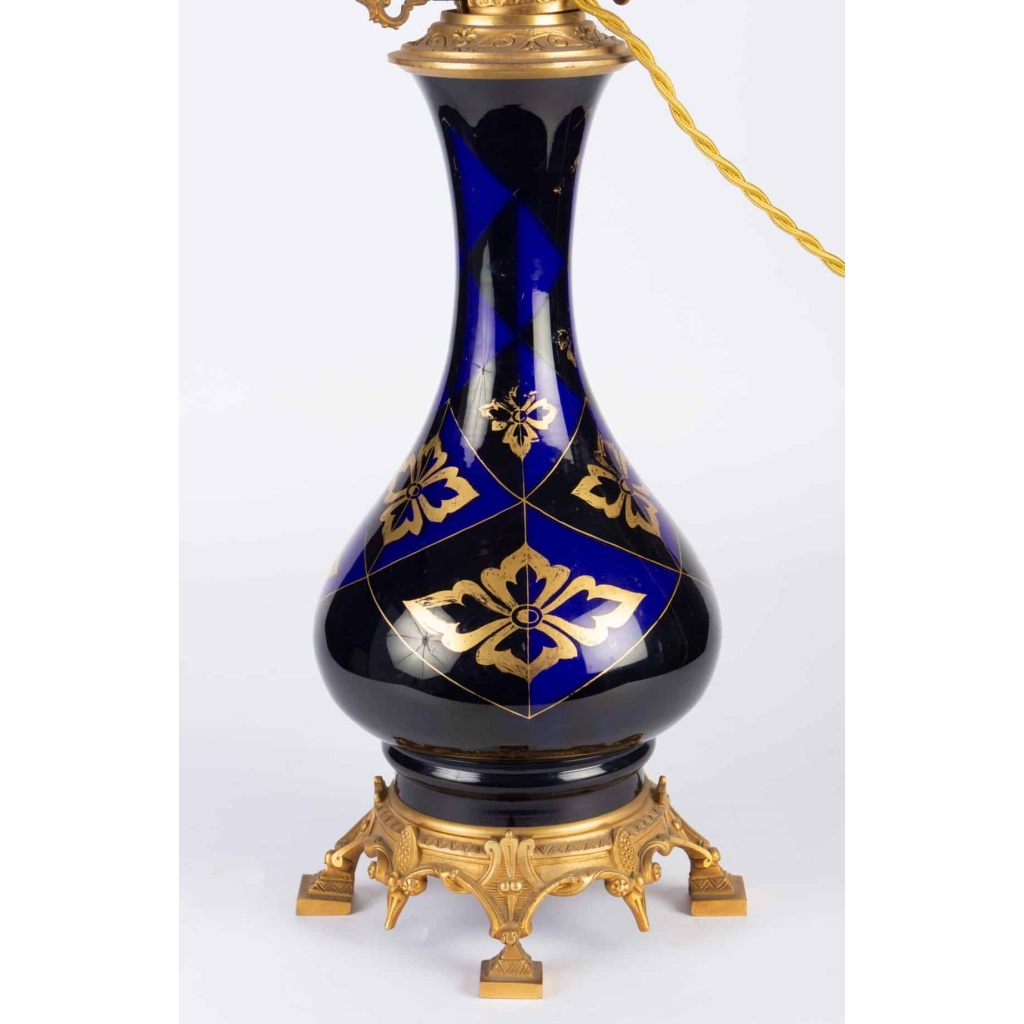 Paire de Lampes bleues et or Napoléon III | Biron Paire de Lampes bleues et or Napoléon III