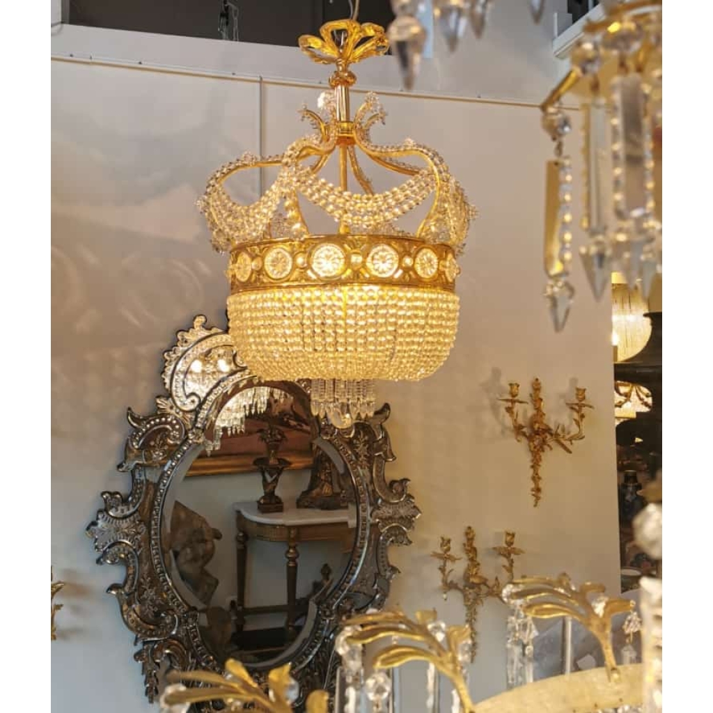 VENDU…. Lustre couronne Royale d’époque 19ème siècle | Biron VENDU.... Lustre couronne Royale d’époque 19ème siècle