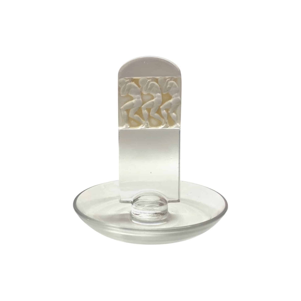 Cendrier Baguier « Athlètes » verre blanc patiné sépia de René LALIQUE | Biron ||||||
