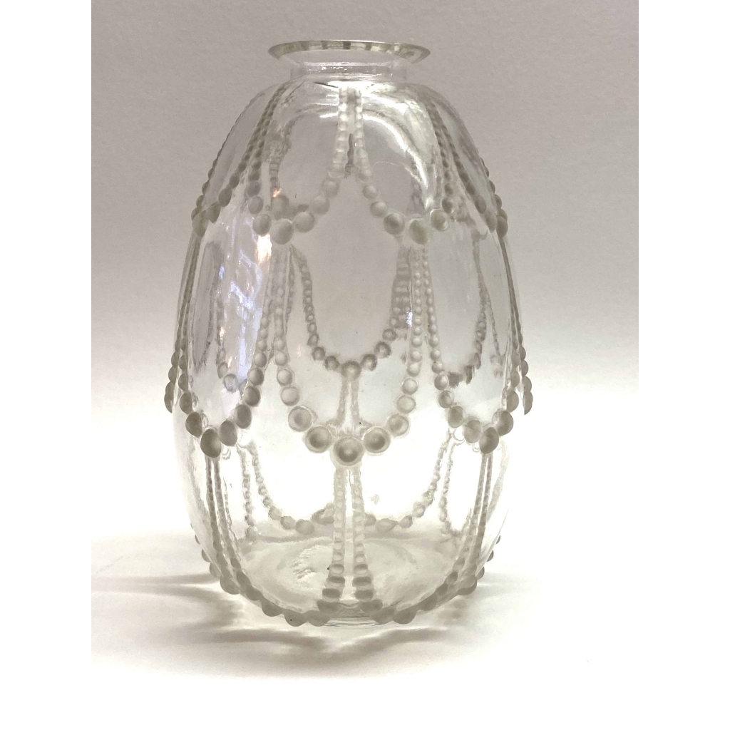 Vase « Perles » verre blanc de René LALIQUE | Biron Vase "Perles" verre blanc de René LALIQUE