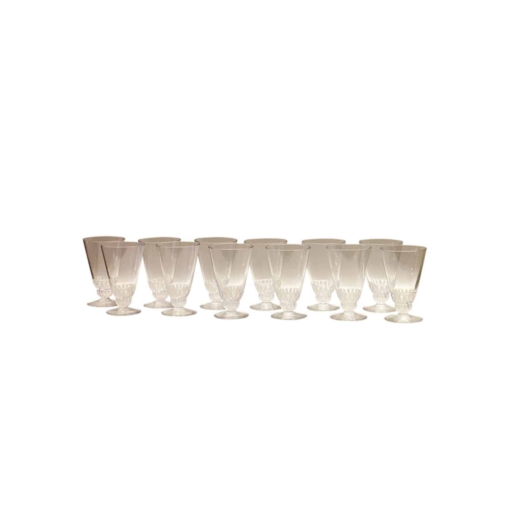 Suite de 12 Verres « Champigny » verre blanc de René LALIQUE | Biron ||||||