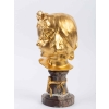 Sculpture tête d’enfant en bronze doré et marbre de MICHELET 20e siècle | Biron Sculpture tête d'enfant en bronze doré et marbre de MICHELET 20e siècle