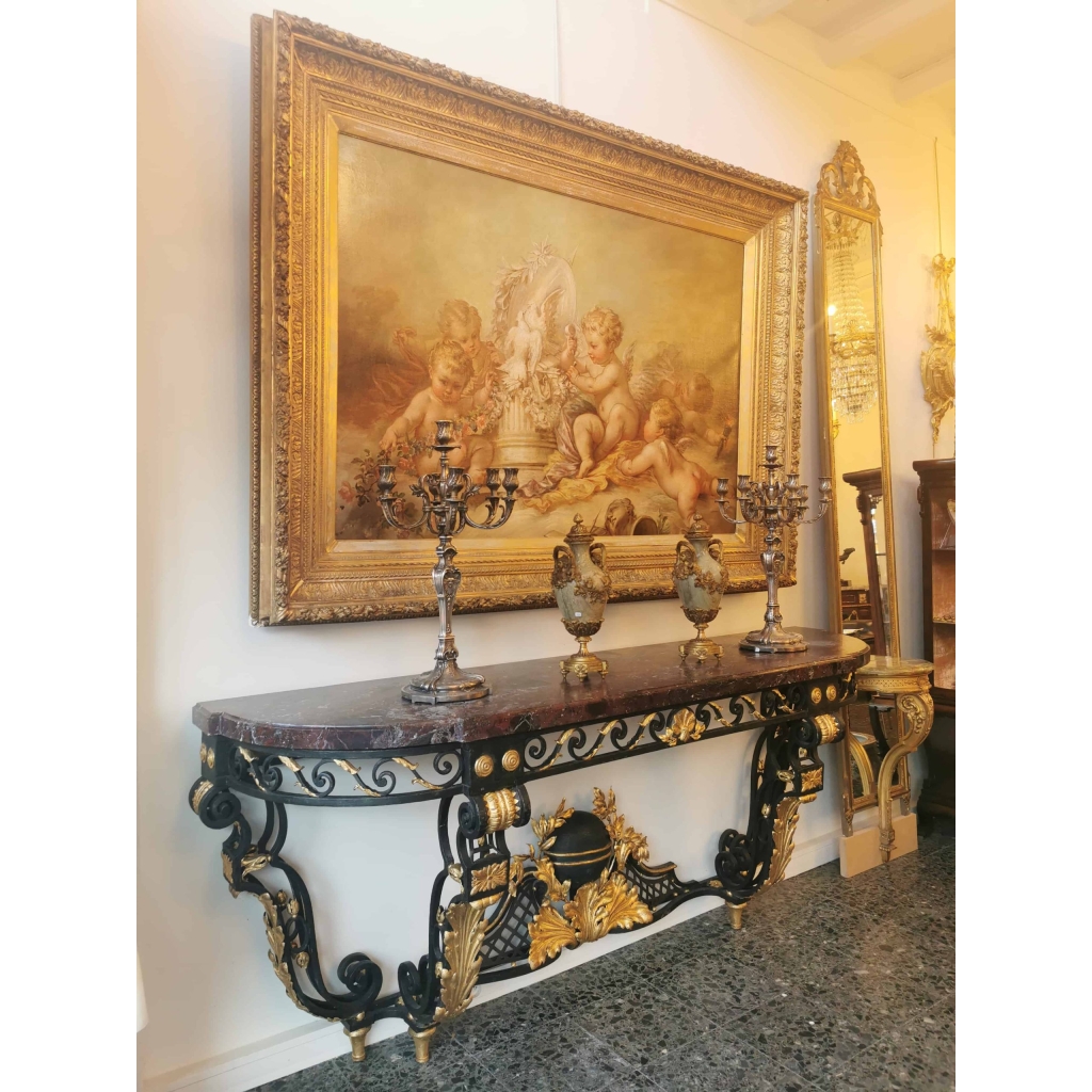 « Grande Console En Fer Forgé De Style Louis XVI De La Fin Du 19ème Siècle. » | Biron "Grande Console En Fer Forgé De Style Louis XVI De La Fin Du 19ème Siècle."