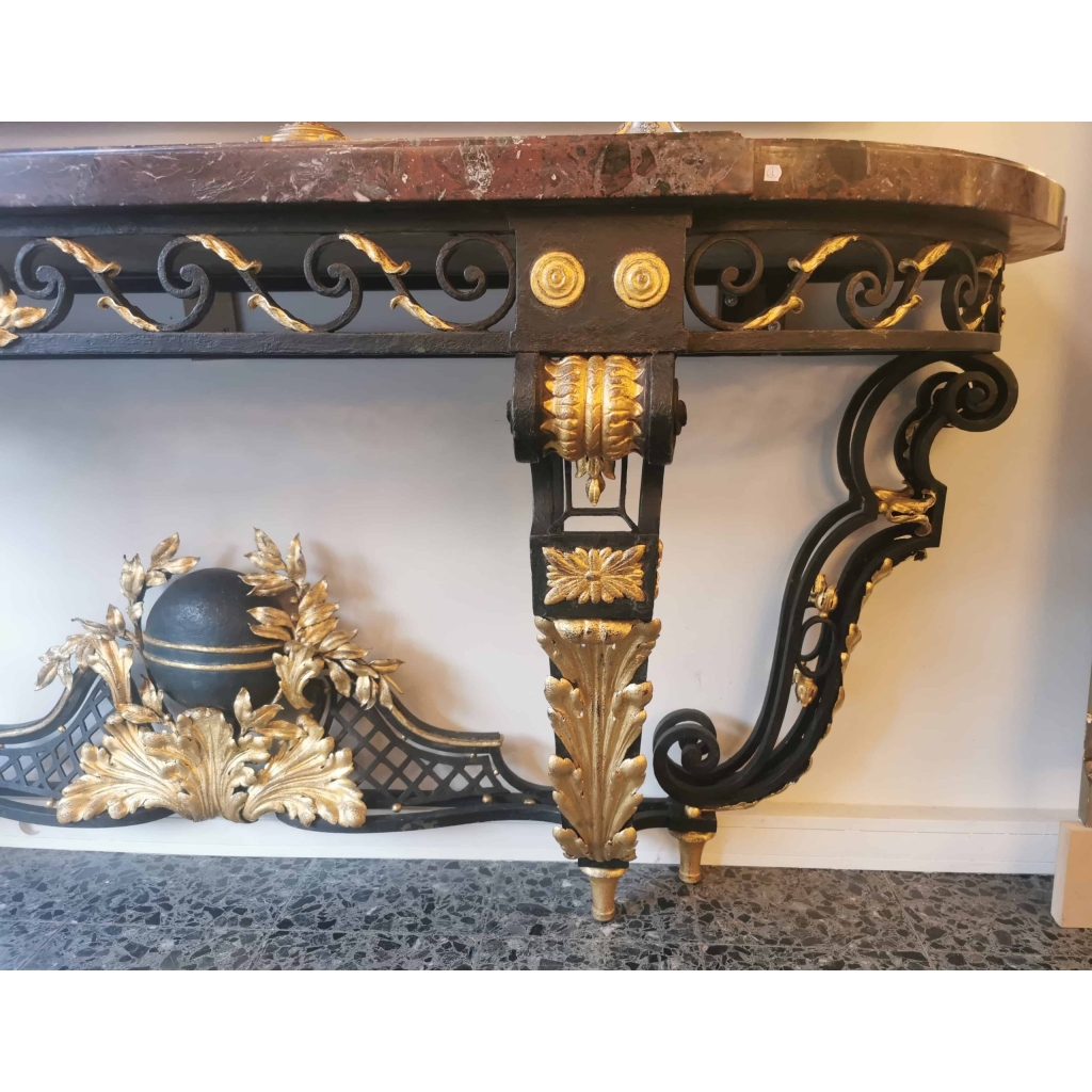 « Grande Console En Fer Forgé De Style Louis XVI De La Fin Du 19ème Siècle. » | Biron "Grande Console En Fer Forgé De Style Louis XVI De La Fin Du 19ème Siècle."