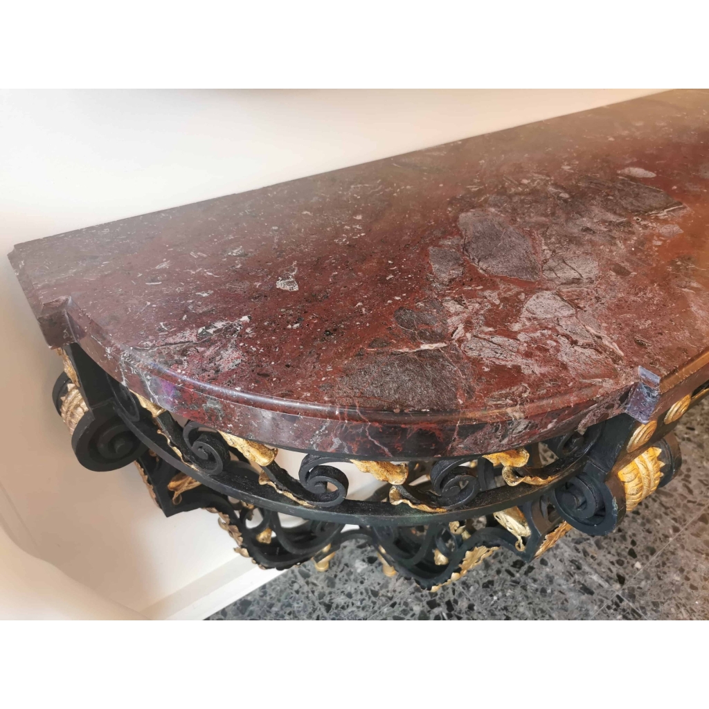 « Grande Console En Fer Forgé De Style Louis XVI De La Fin Du 19ème Siècle. » | Biron "Grande Console En Fer Forgé De Style Louis XVI De La Fin Du 19ème Siècle."
