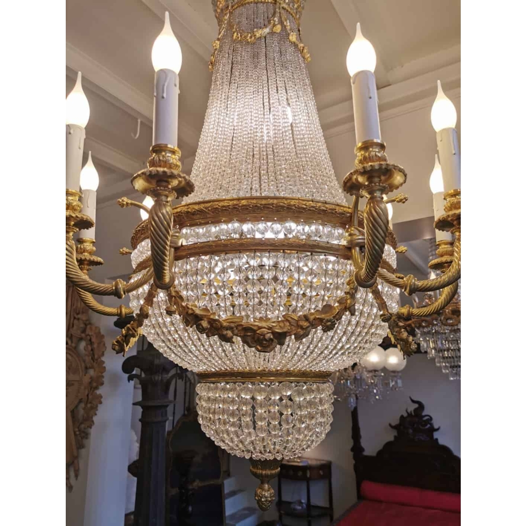 Lustre Montgolfière L XVI, d’époque Napoléon III. | Biron Lustre Montgolfière L XVI, d'époque Napoléon III.