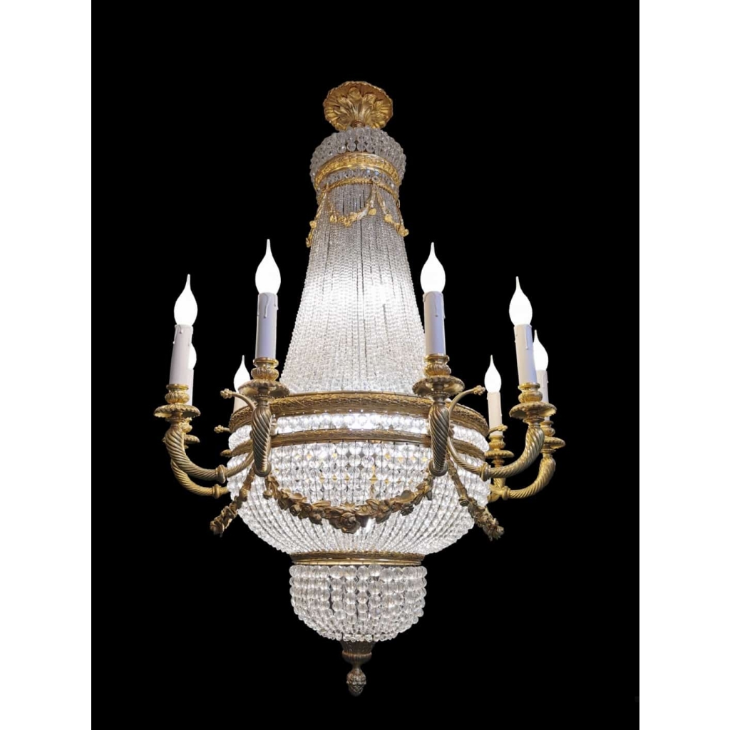 Lustre Montgolfière L XVI, d’époque Napoléon III. | Biron Lustre Montgolfière L XVI, d'époque Napoléon III.