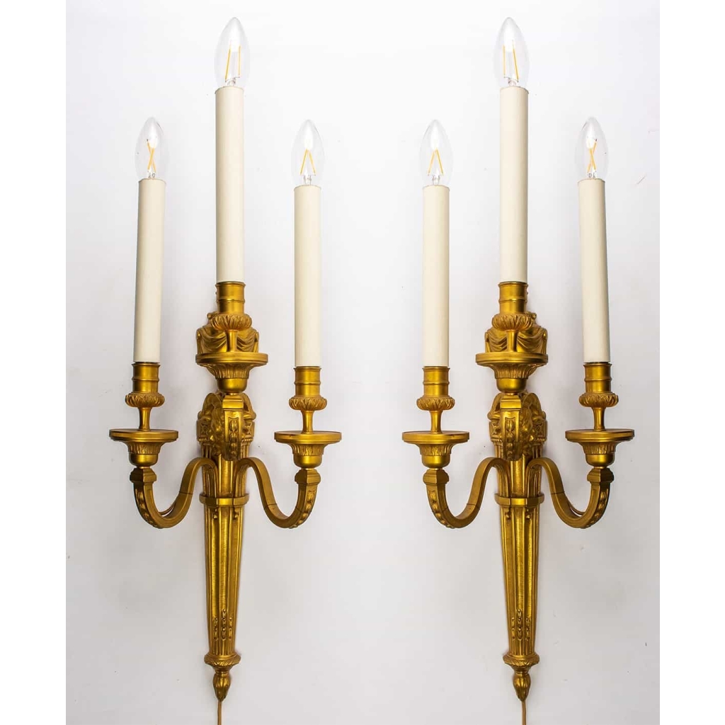 Paire d’appliques bronze béliers, XIXème | Biron ||||||||