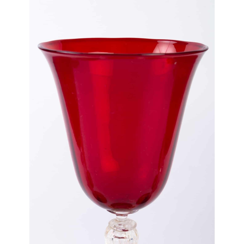 Six Verres Vénitiens ( Murano) Rouges Rubis à 2 Cygnes 1910 | Biron Six Verres Vénitiens ( Murano) Rouges Rubis à 2 Cygnes 1910