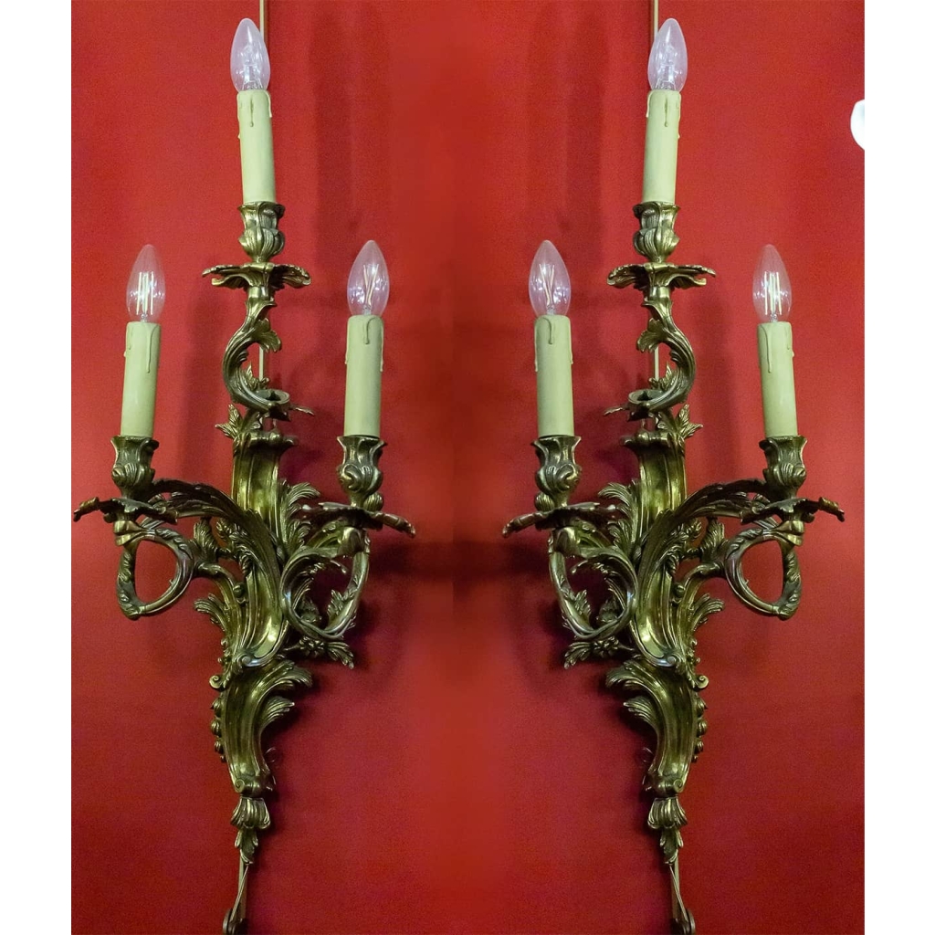 Paire d’appliques style Louis XV, XIXème | Biron ||||