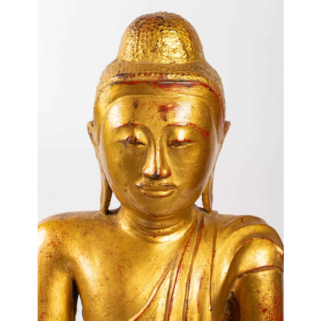 Bouddha assis en bronze doré, position de la prise de la terre à témoin | Biron Bouddha assis en bronze doré, position de la prise de la terre à témoin