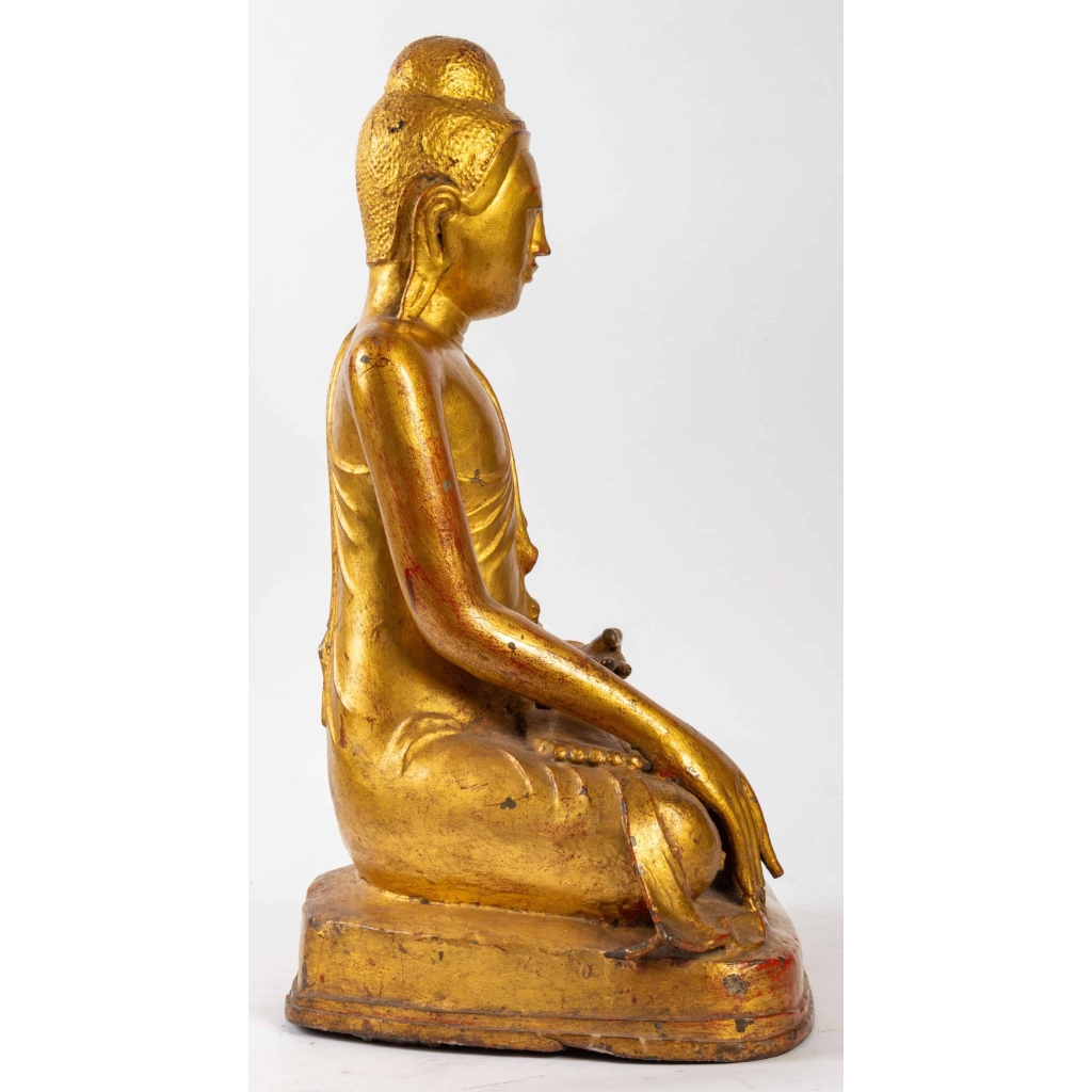 Bouddha assis en bronze doré, position de la prise de la terre à témoin | Biron Bouddha assis en bronze doré, position de la prise de la terre à témoin