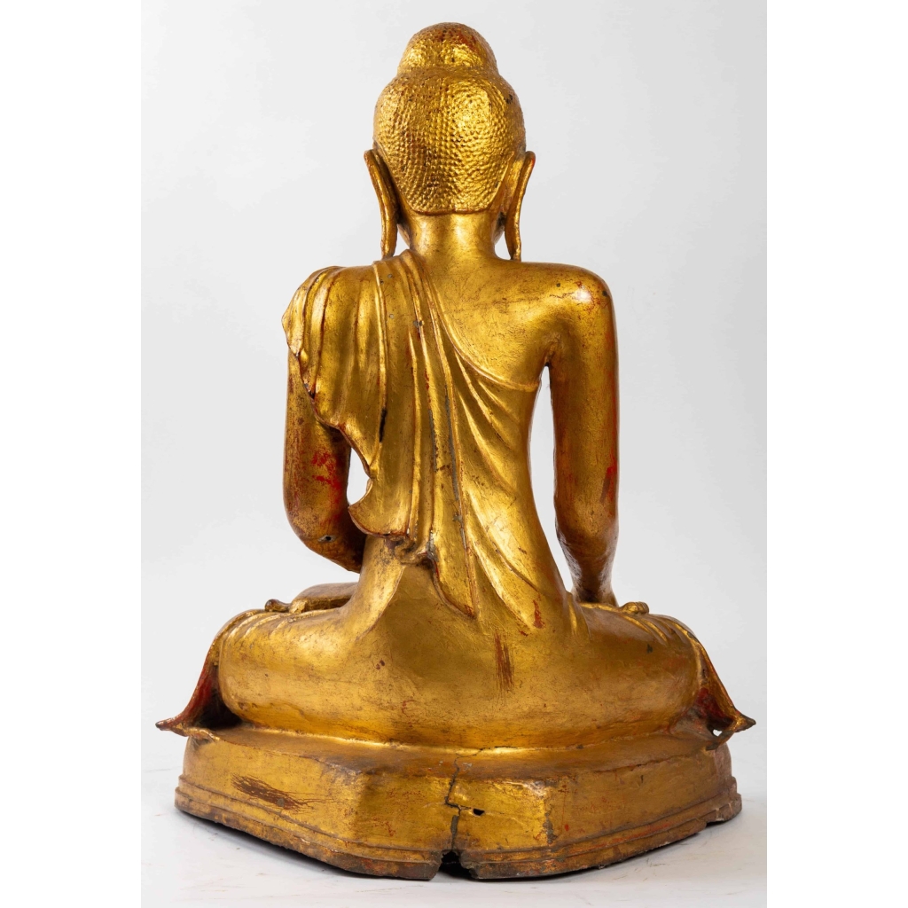 Bouddha assis en bronze doré, position de la prise de la terre à témoin | Biron Bouddha assis en bronze doré, position de la prise de la terre à témoin