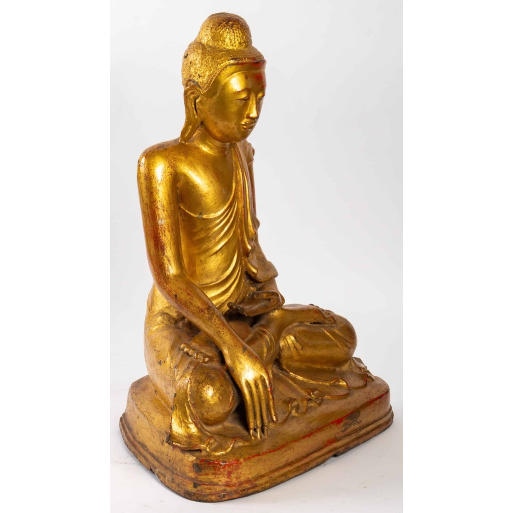 Bouddha assis en bronze doré, position de la prise de la terre à témoin | Biron Bouddha assis en bronze doré, position de la prise de la terre à témoin