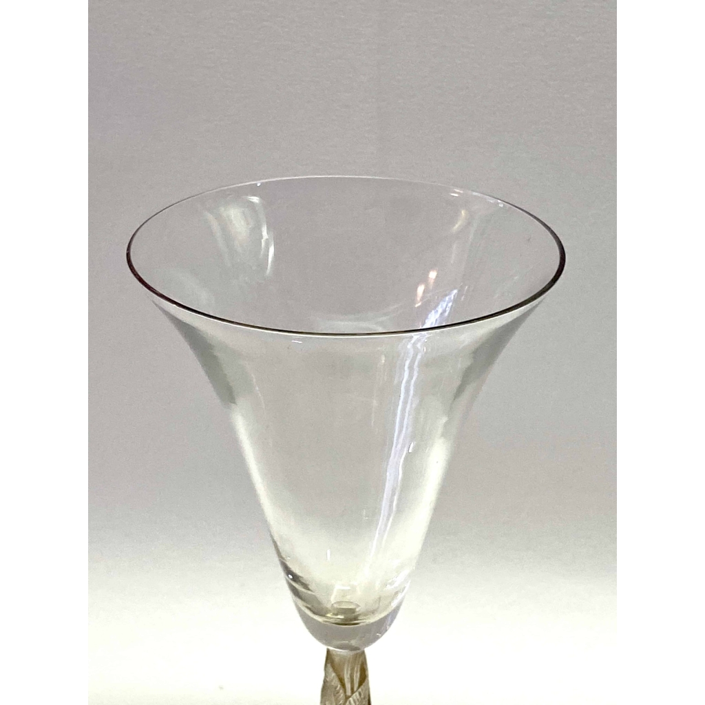 Suite de 5 Verres « Logelbach » verre blanc patiné sépia de René LALIQUE | Biron Suite de 5 Verres "Logelbach" verre blanc patiné sépia de René LALIQUE