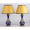 Paire de lampes bleues émaillées Napoléon III | Biron Paire de lampes bleues émaillées Napoléon III