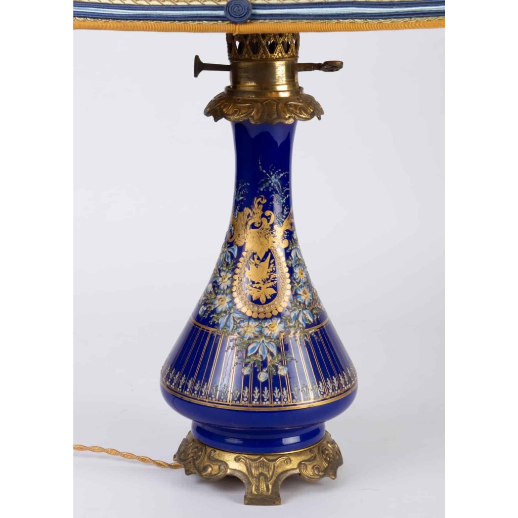 Paire de lampes bleues émaillées Napoléon III | Biron Paire de lampes bleues émaillées Napoléon III