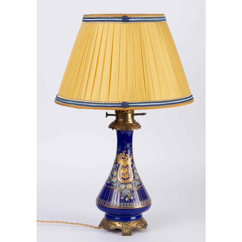 Paire de lampes bleues émaillées Napoléon III | Biron Paire de lampes bleues émaillées Napoléon III