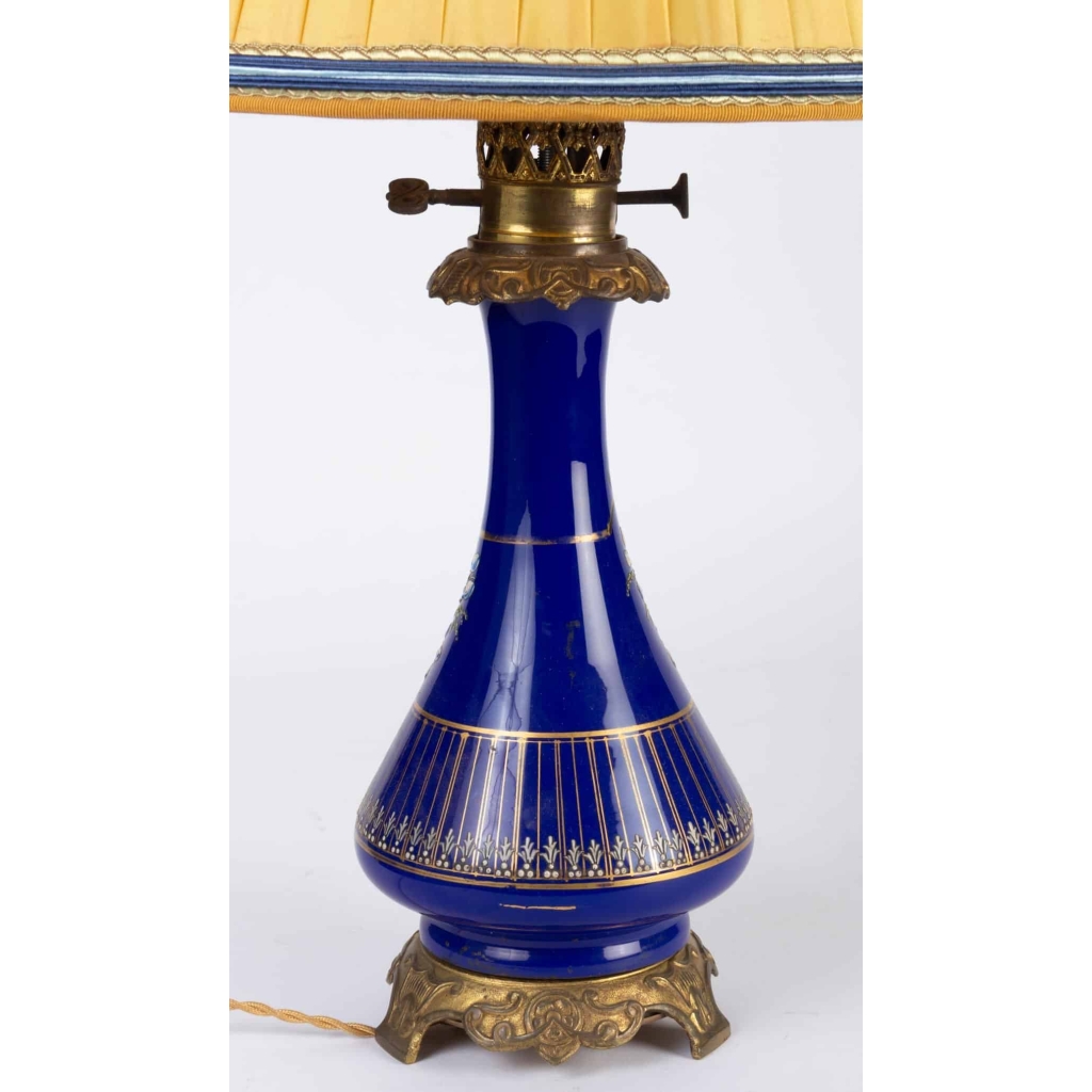 Paire de lampes bleues émaillées Napoléon III | Biron Paire de lampes bleues émaillées Napoléon III