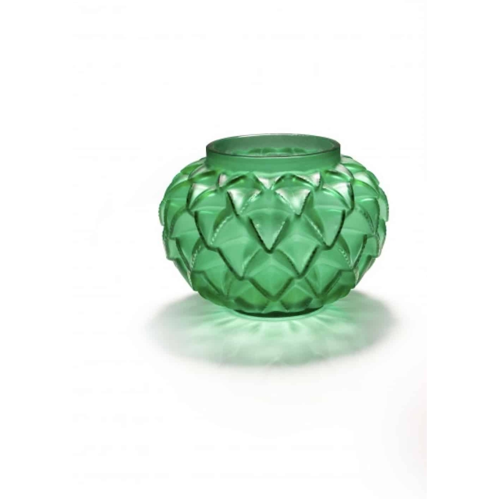 Lalique France vase « Languedoc » Teinté Vert | Biron ||