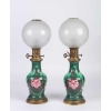 Paire de lampes vertes et fuchsia Napoléon III | Biron |||||||||||