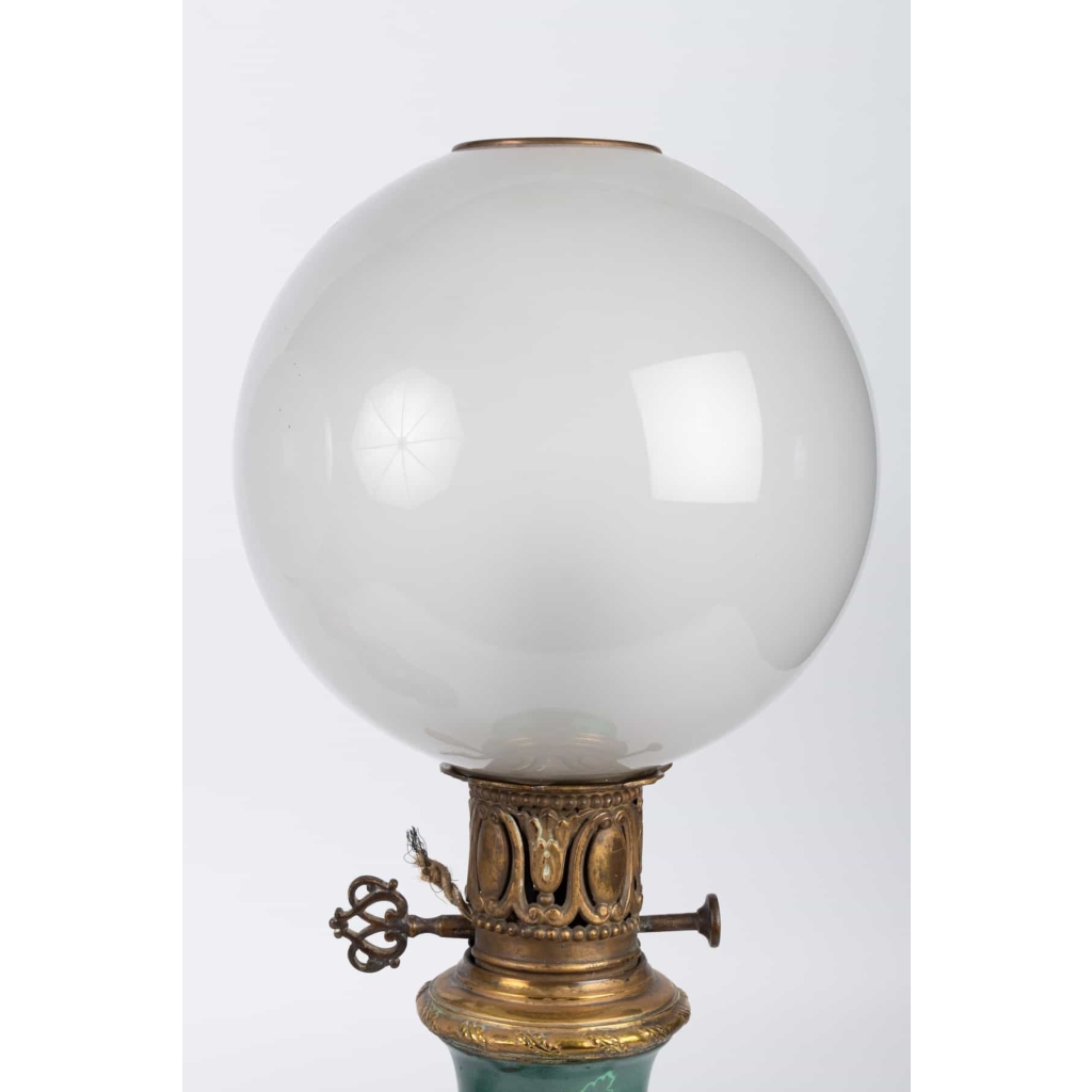 Paire de lampes vertes et fuchsia Napoléon III | Biron Paire de lampes vertes et fuchsia Napoléon III