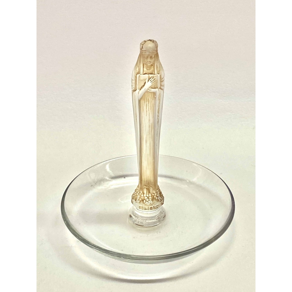 Cendrier Baguier « Clos Sainte-Odile » verre blanc patiné sépia de René LALIQUE | Biron Cendrier Baguier "Clos Sainte-Odile" verre blanc patiné sépia de René LALIQUE