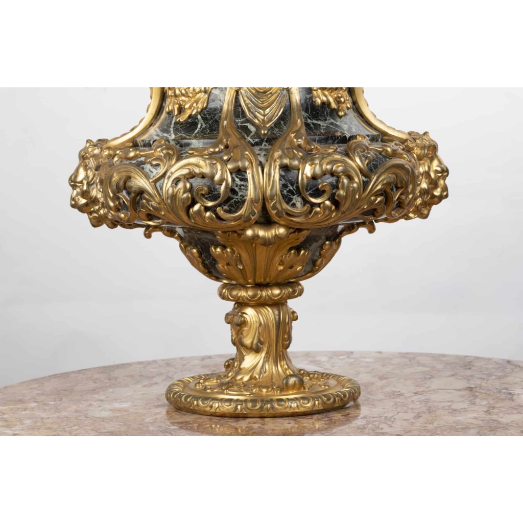 A Pair of French 19th Century Ormulu and Green Marble Candelabras. | Biron A Pair of French 19th Century Ormulu and Green Marble Candelabras.