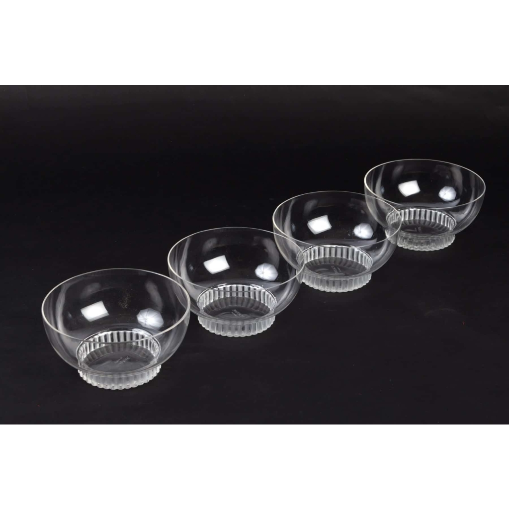 Suite de Huit 8 Bols a Main « Bambou » verre blanc de René LALIQUE | Biron Suite de Huit 8 Bols a Main "Bambou" verre blanc de René LALIQUE