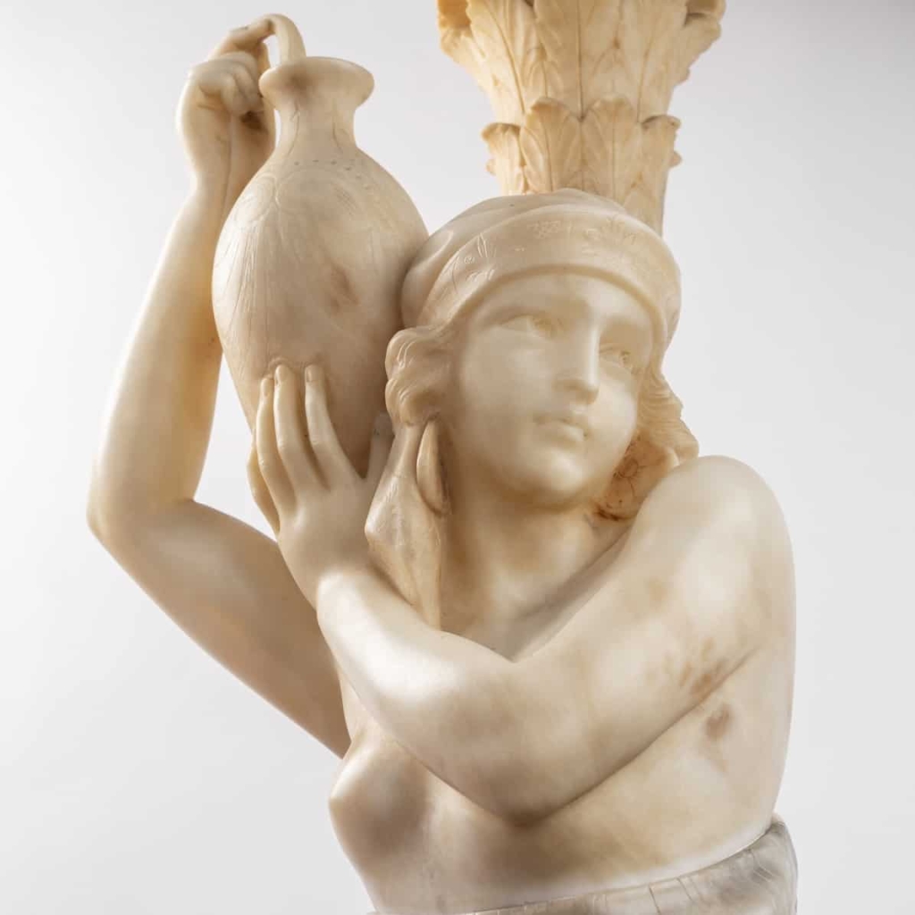 An Italian 19th Century Orientalist Alabaster Lamp Sculpture Attributed to Gugliemo Pugi (1850-1915). | Biron An Italian 19th Century Orientalist Alabaster Lamp Sculpture Attributed to Gugliemo Pugi (1850-1915).