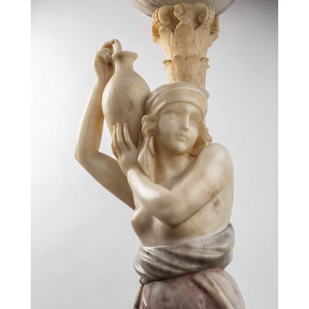 An Italian 19th Century Orientalist Alabaster Lamp Sculpture Attributed to Gugliemo Pugi (1850-1915). | Biron An Italian 19th Century Orientalist Alabaster Lamp Sculpture Attributed to Gugliemo Pugi (1850-1915).