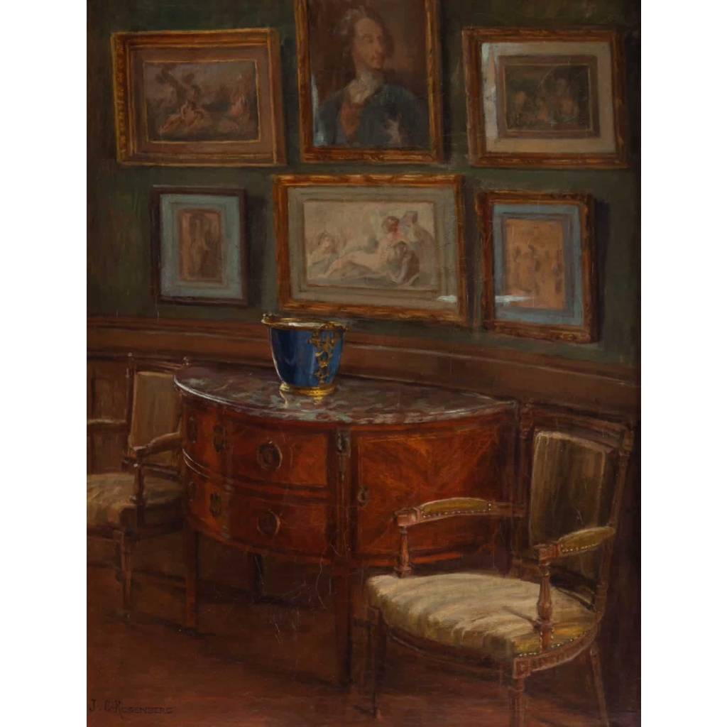 Tableau de J.C. Rosenberg Scène d’intérieur XIXème | Biron Tableau de J.C. Rosenberg Scène d'intérieur XIXème