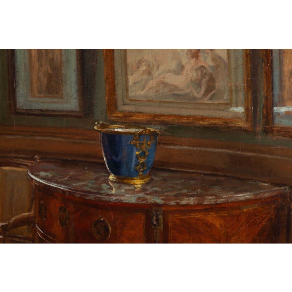 Tableau de J.C. Rosenberg Scène d’intérieur XIXème | Biron Tableau de J.C. Rosenberg Scène d'intérieur XIXème