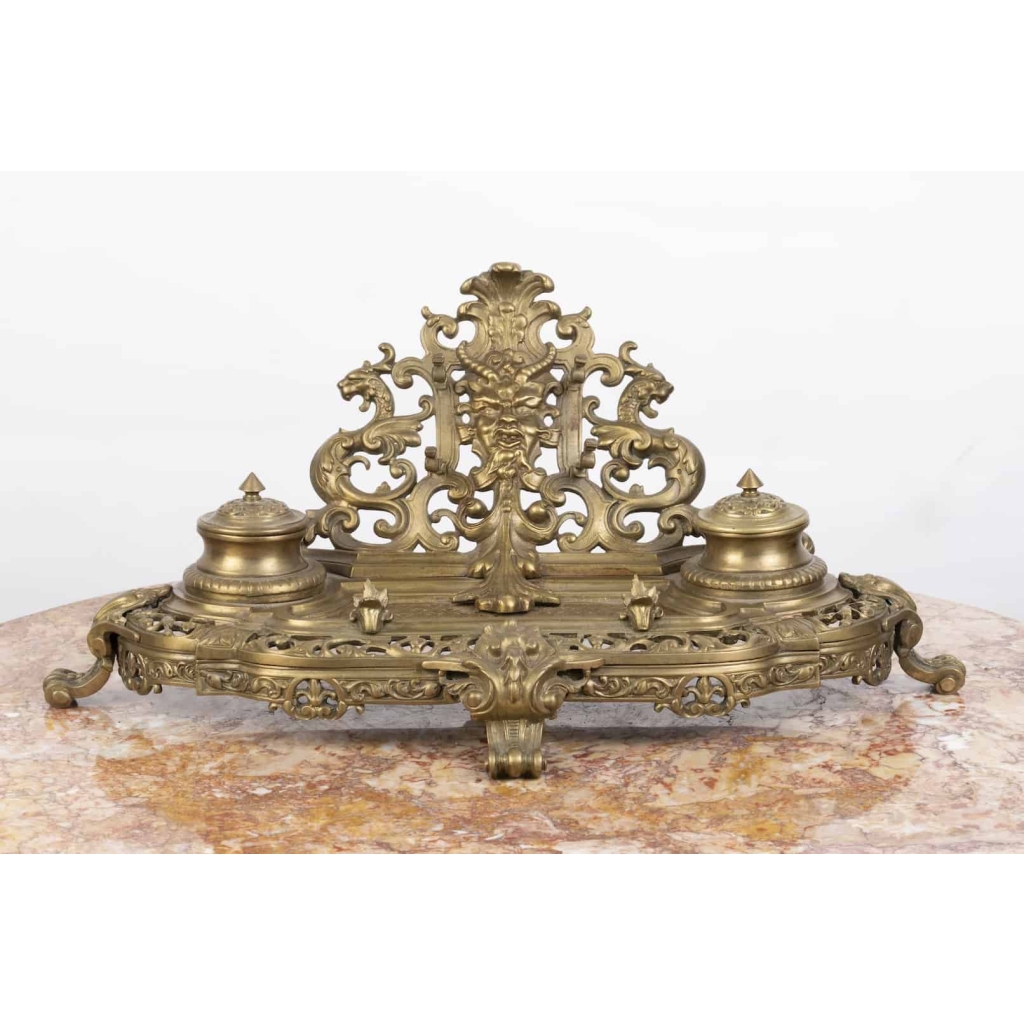 A French Late 19th Century Louis XV st. Ormulu Inkwell. | Biron |||||||