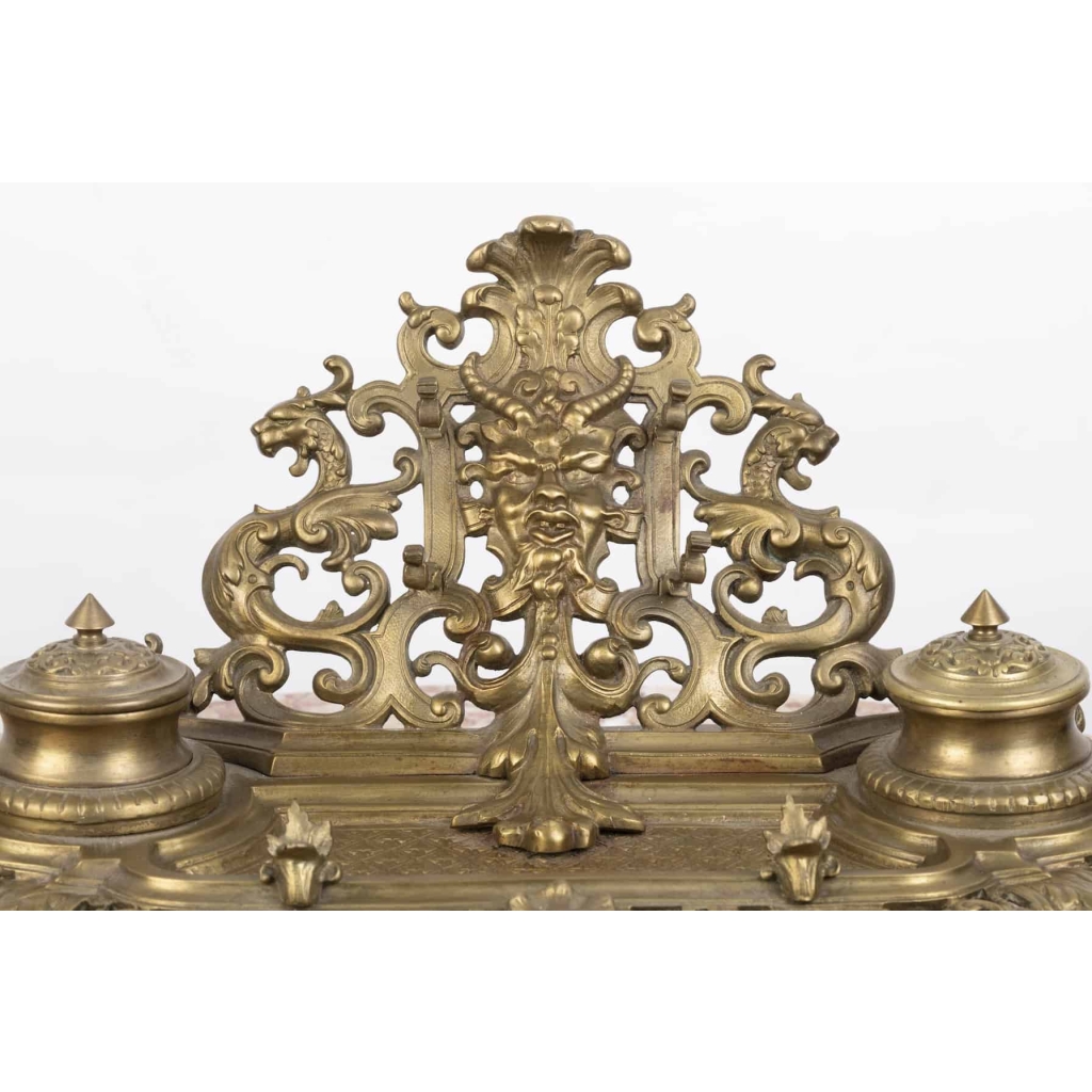A French Late 19th Century Louis XV st. Ormulu Inkwell. | Biron A French Late 19th Century Louis XV st. Ormulu Inkwell.