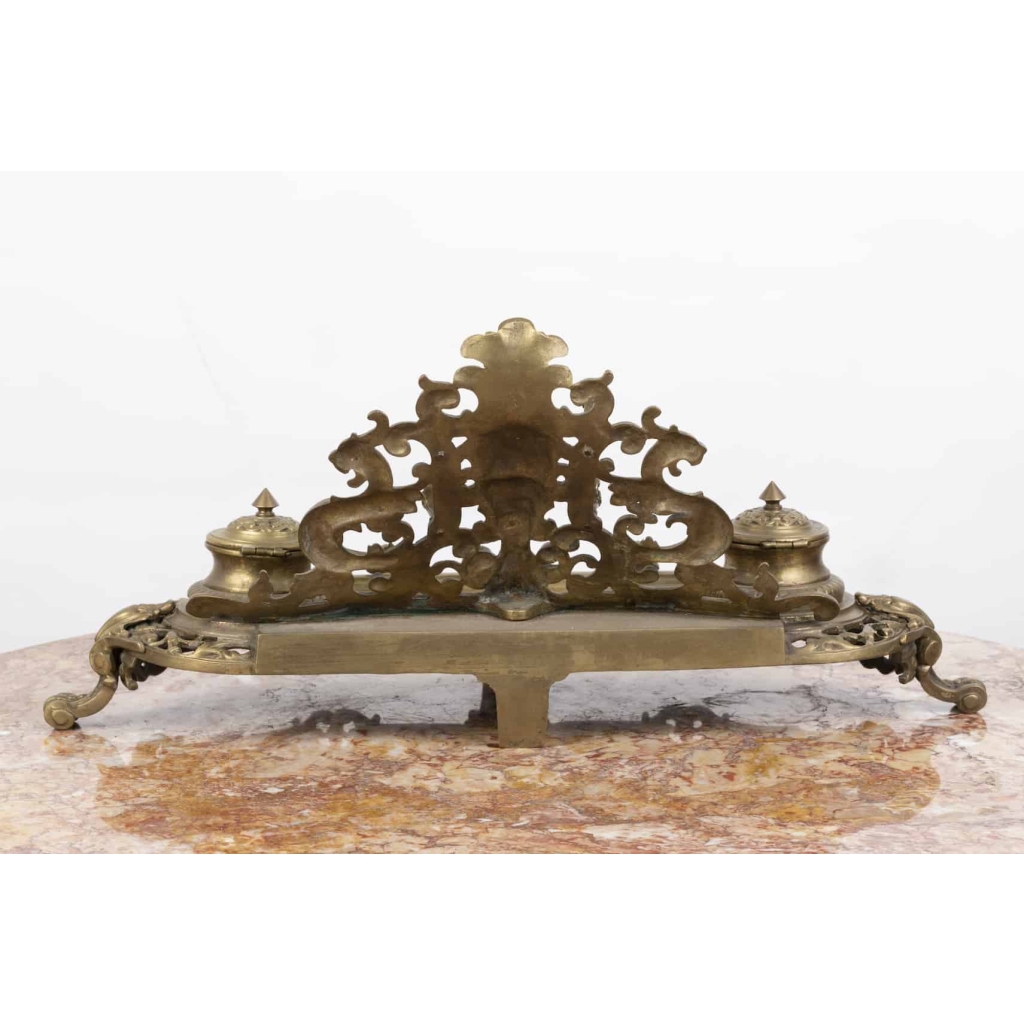 A French Late 19th Century Louis XV st. Ormulu Inkwell. | Biron A French Late 19th Century Louis XV st. Ormulu Inkwell.