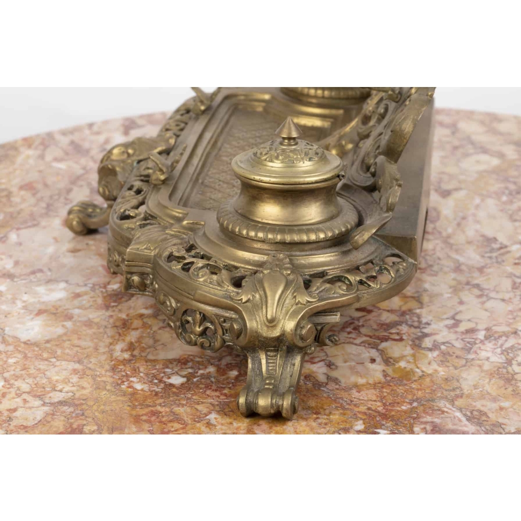 A French Late 19th Century Louis XV st. Ormulu Inkwell. | Biron A French Late 19th Century Louis XV st. Ormulu Inkwell.