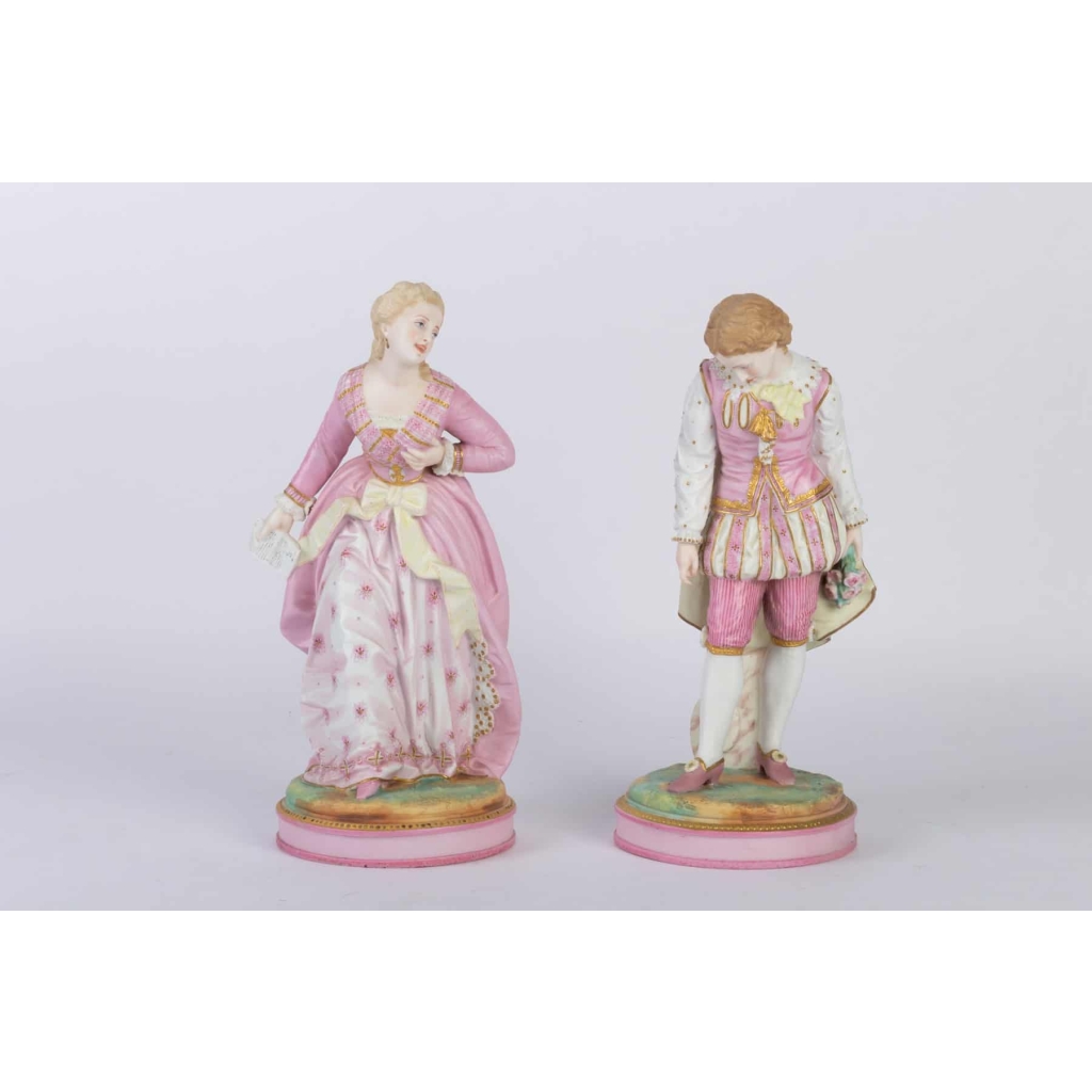 Couple en biscuit de Sèvres fin du 19e siècle | Biron |||||||||||||