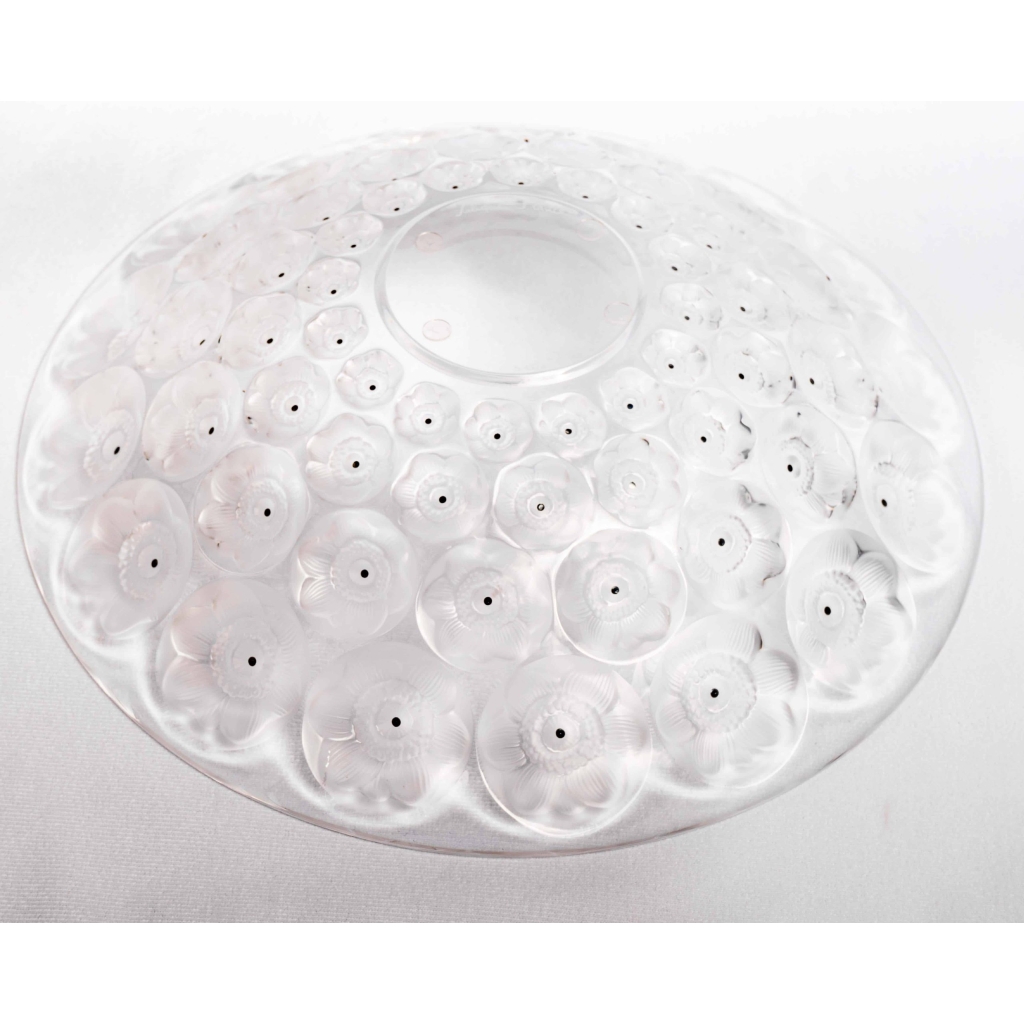 Coupe « Anémones » cristal incolore émaillé noir de LALIQUE FRANCE | Biron Coupe "Anémones" cristal incolore émaillé noir de LALIQUE FRANCE
