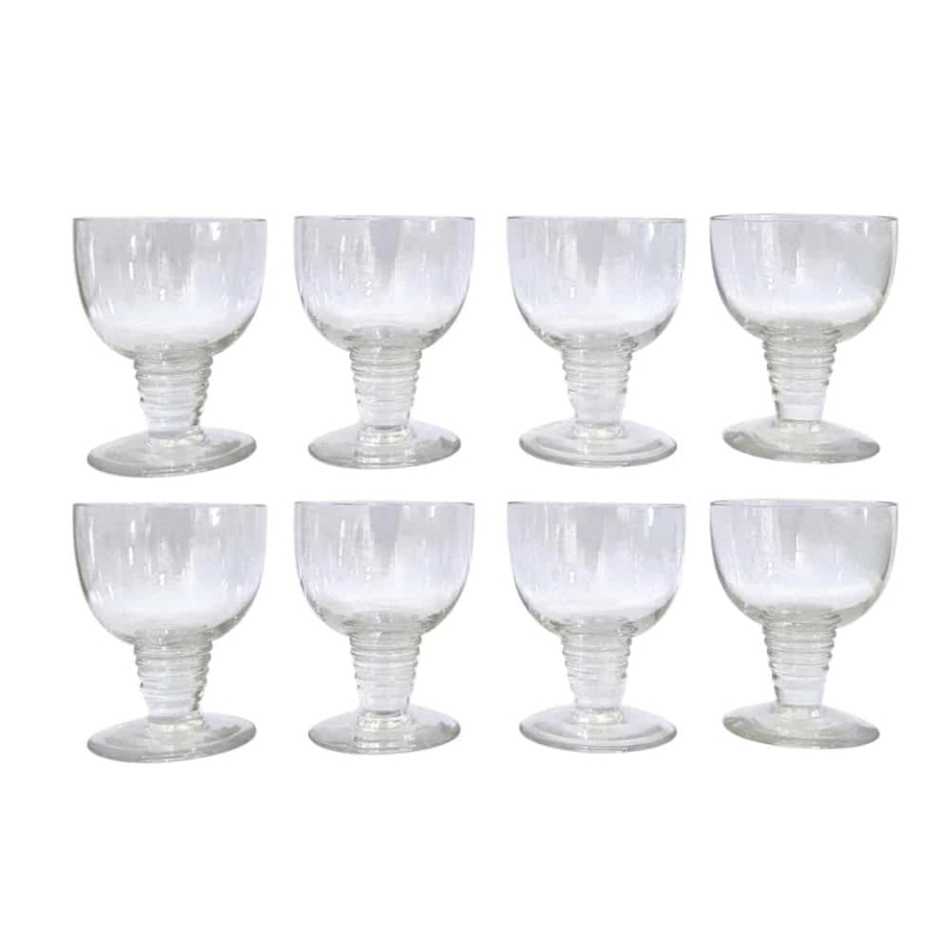 Suite de Huit 8 Verres à Vin « Tonnerre » verre blanc de René LALIQUE | Biron ||||||||