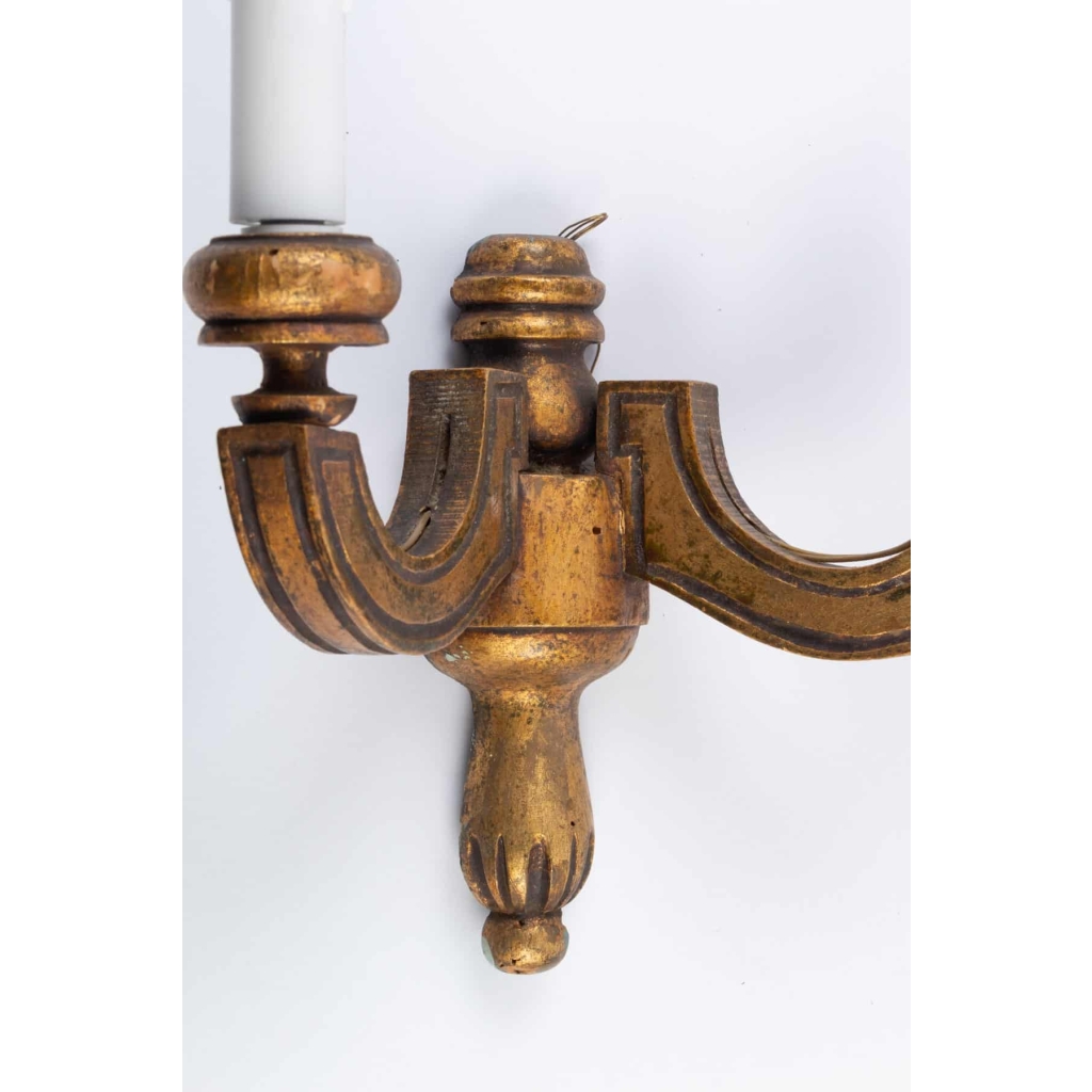 Paire d'appliques en bois doré Art Déco