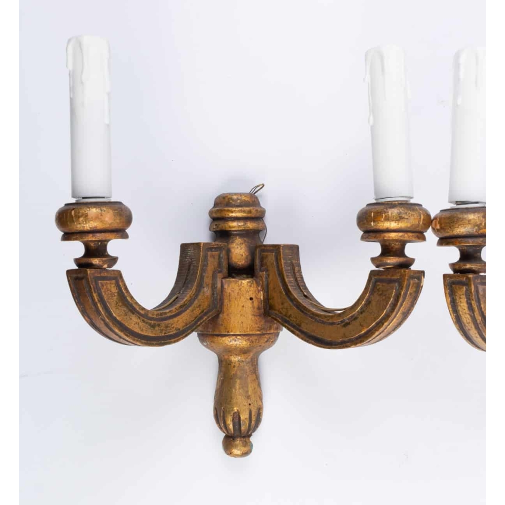 Paire d'appliques en bois doré Art Déco