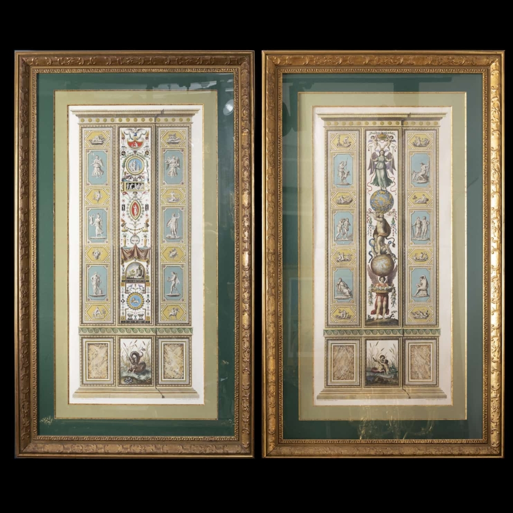 A Pair of Italian 18th Century Fresco Pilasters Ingravings. By Juanes Volpato Rome 1775. | Biron ||||