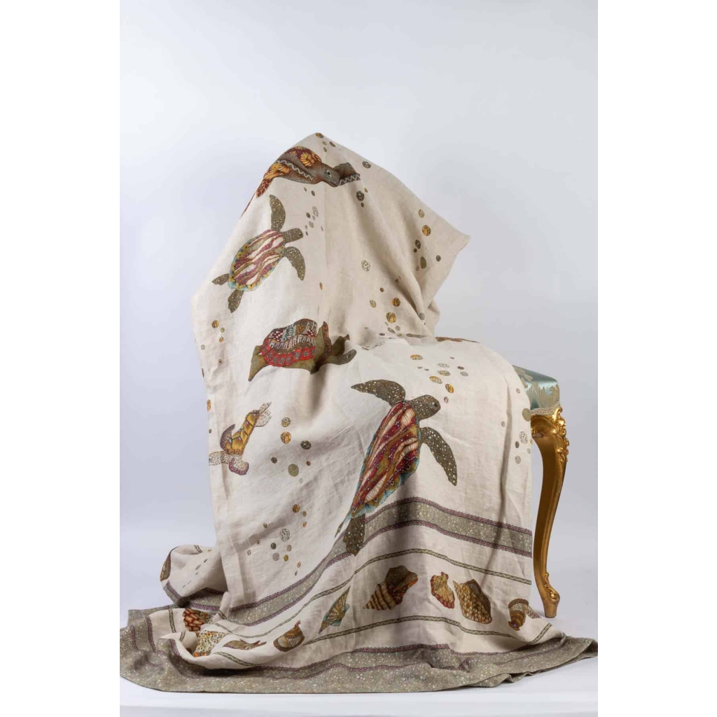 Tissu en lin « Tortues » | Biron ||||||||||||