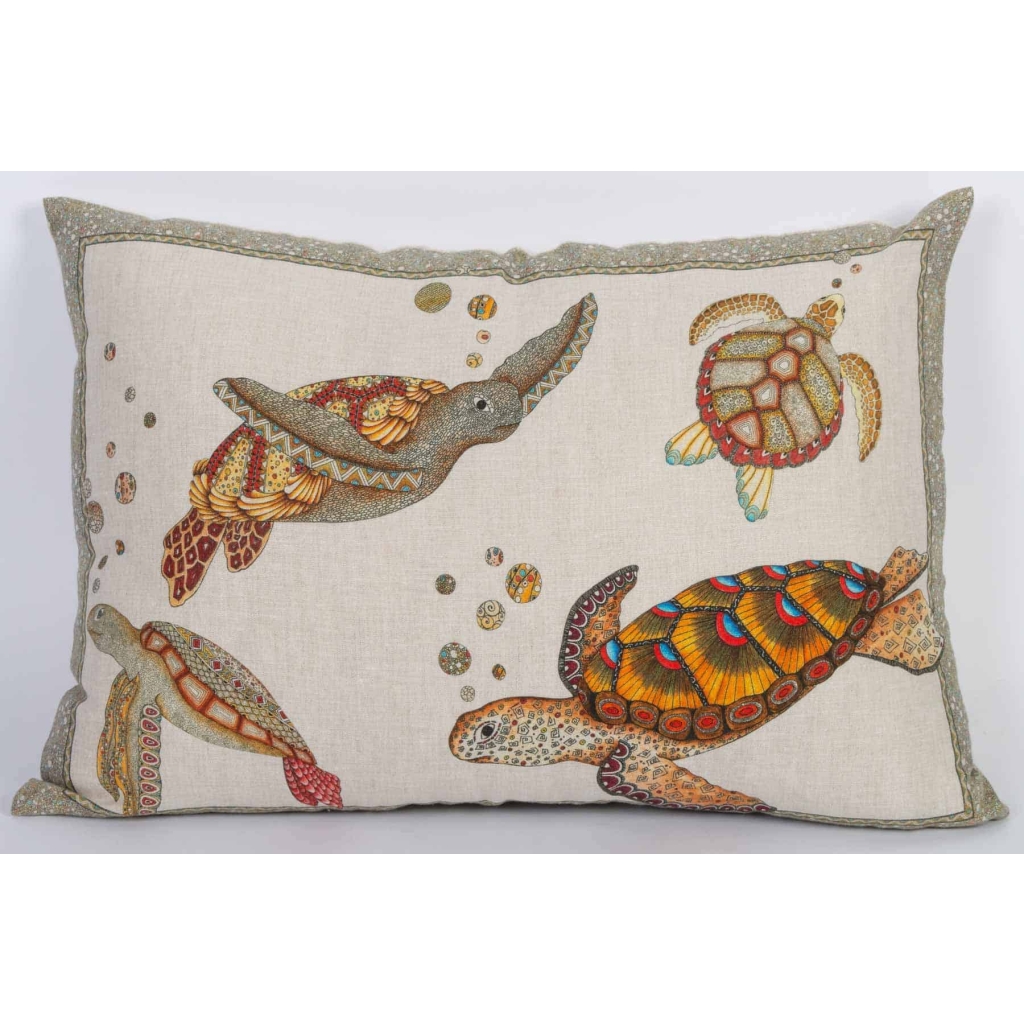 Tissu en lin « Tortues » | Biron Tissu en lin "Tortues"
