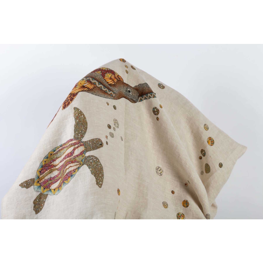 Tissu en lin « Tortues » | Biron Tissu en lin "Tortues"